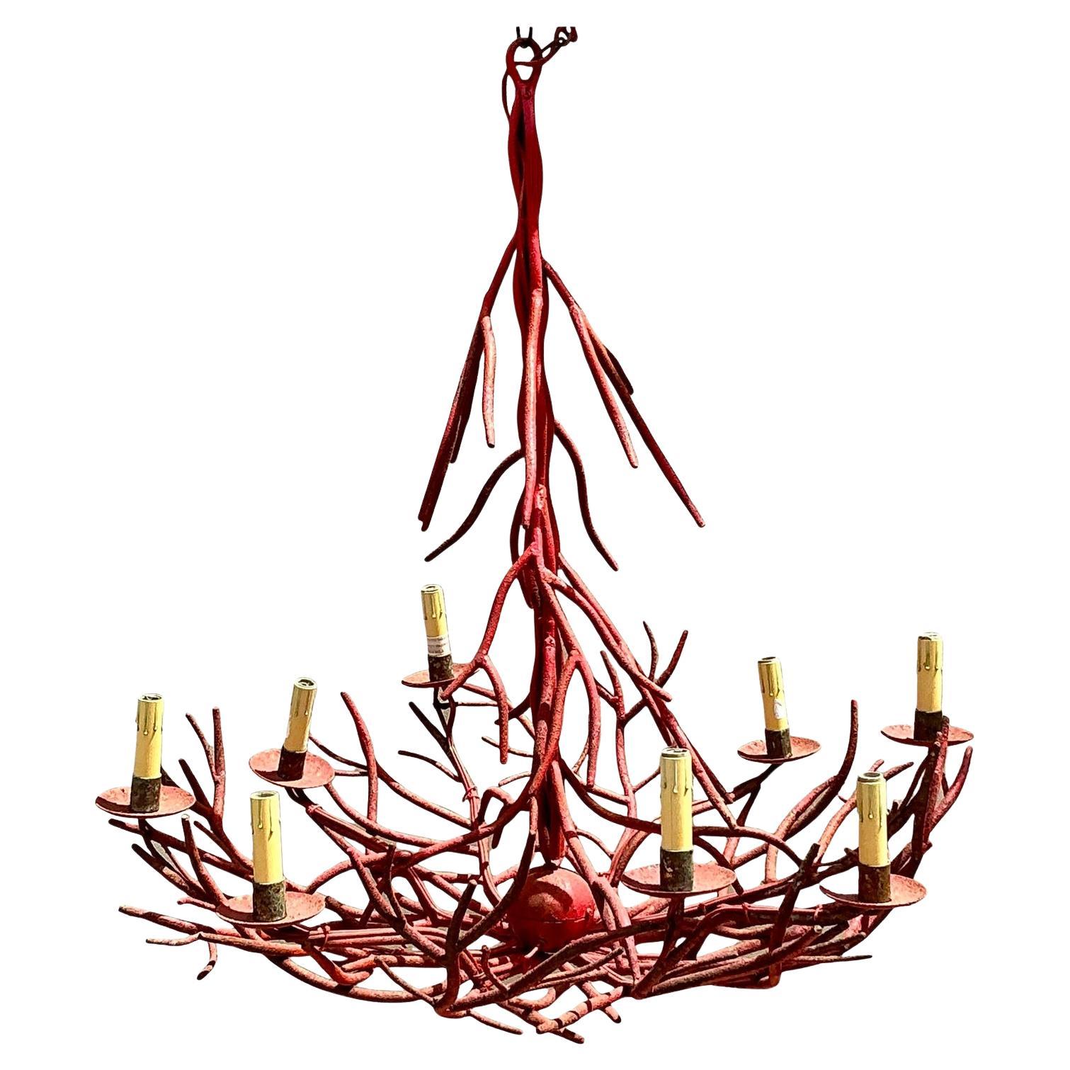 Vintage Coastal Coral Branch Chandelier