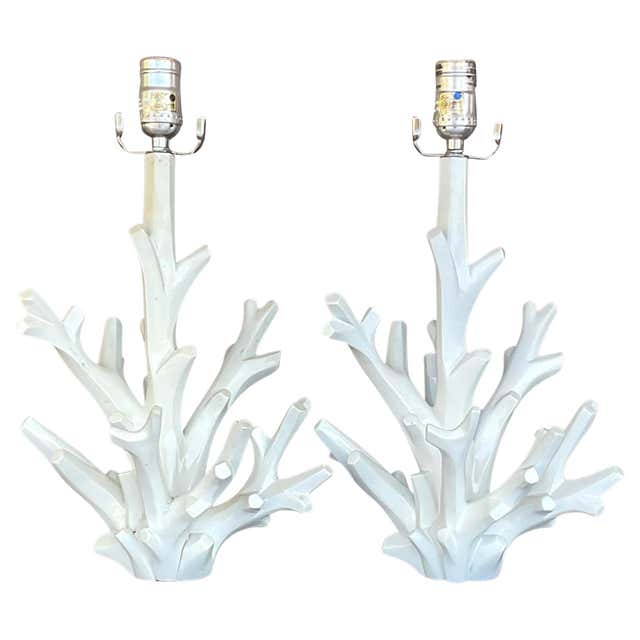 Finials Antique Pair of Ocean Coral Fragments Lamp Finials For Sale at 1stDibs