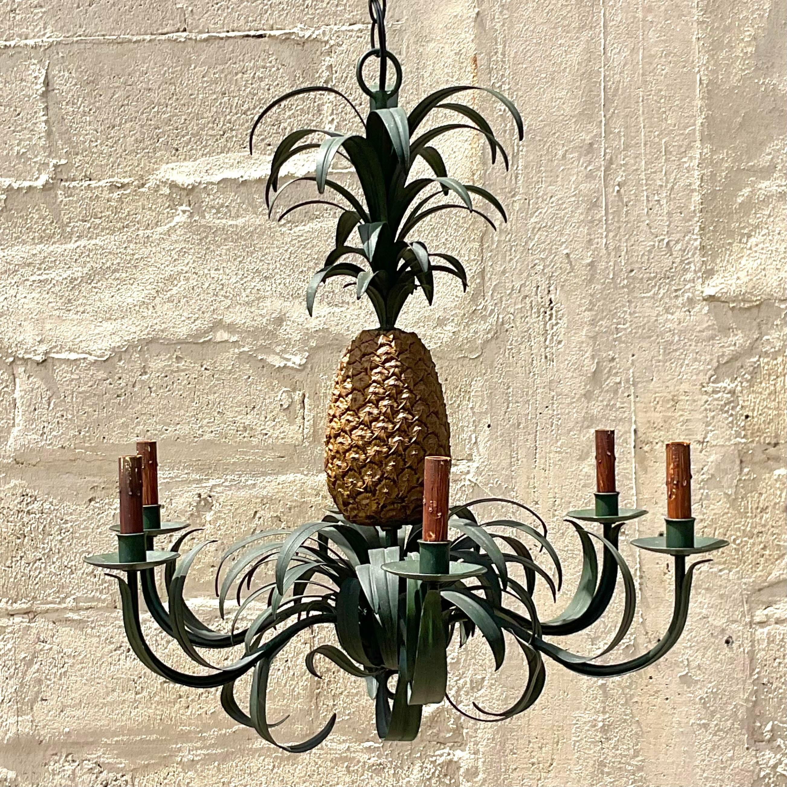American Vintage Coastal Currey and Company Pineapple Chandelier