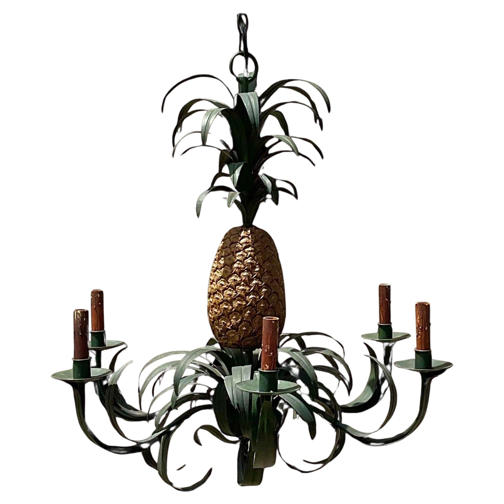 Vintage Coastal Currey and Company Pineapple Chandelier
