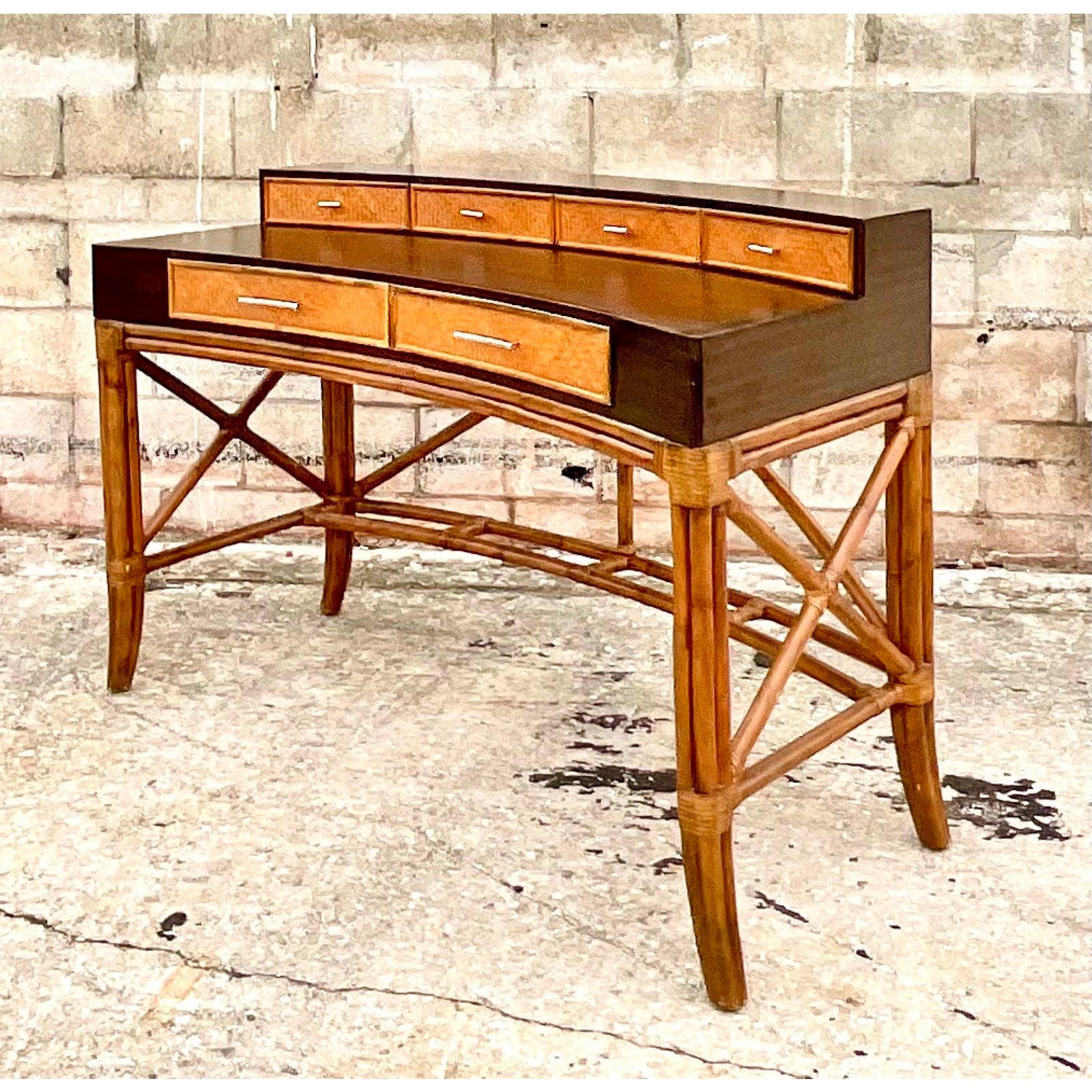 Philippine Vintage Coastal Curved Writing Desk