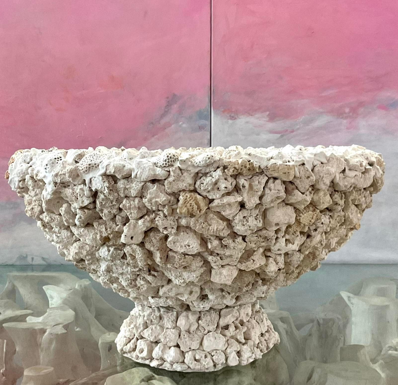 Vintage Coastal Custom Monumental Coquina Planter 1