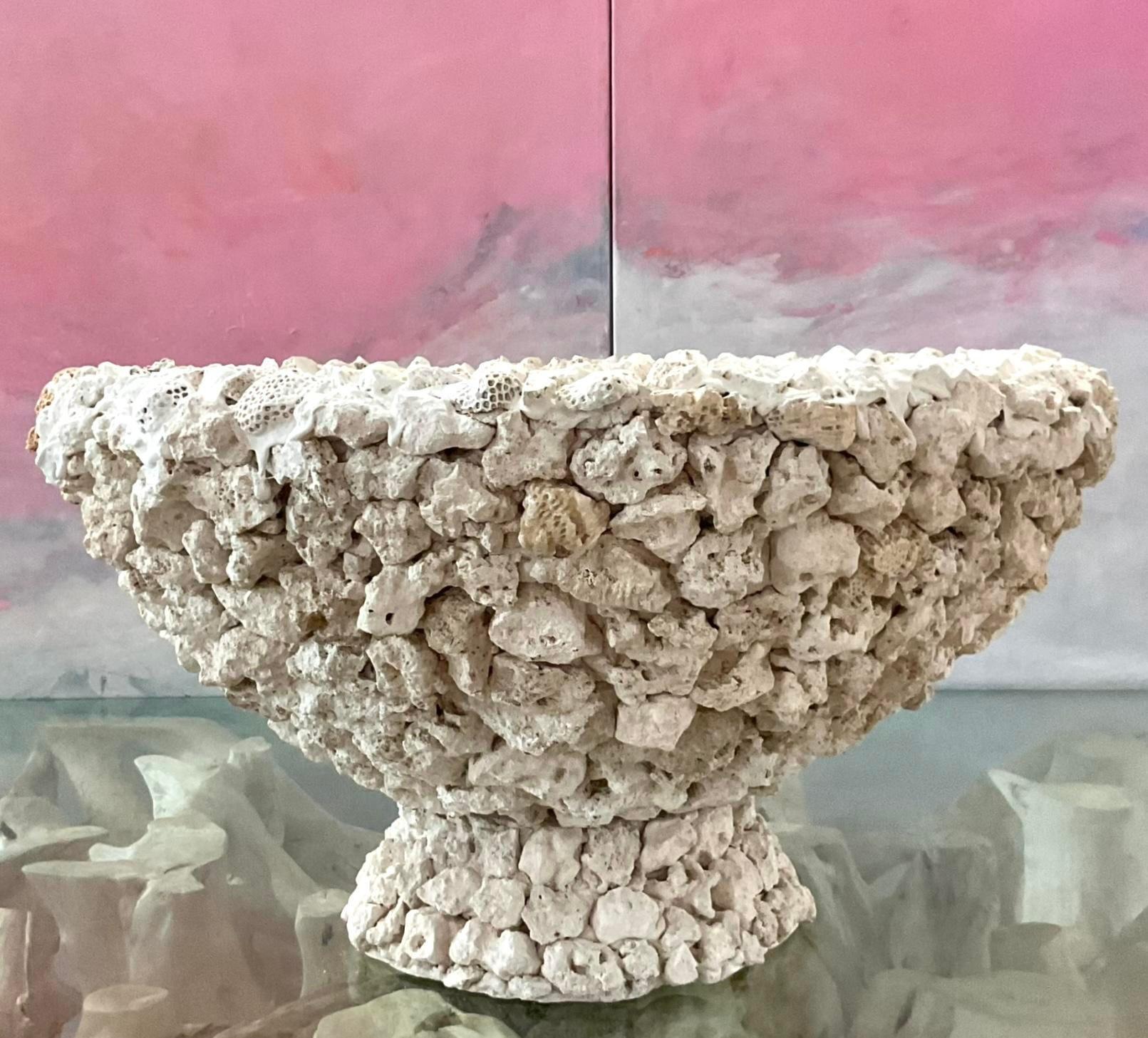 Vintage Coastal Custom Monumental Coquina Planter 2