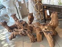 Vintage Coastal Cypress Root Burl Wood Driftwood Root Coffee Cocktail Table