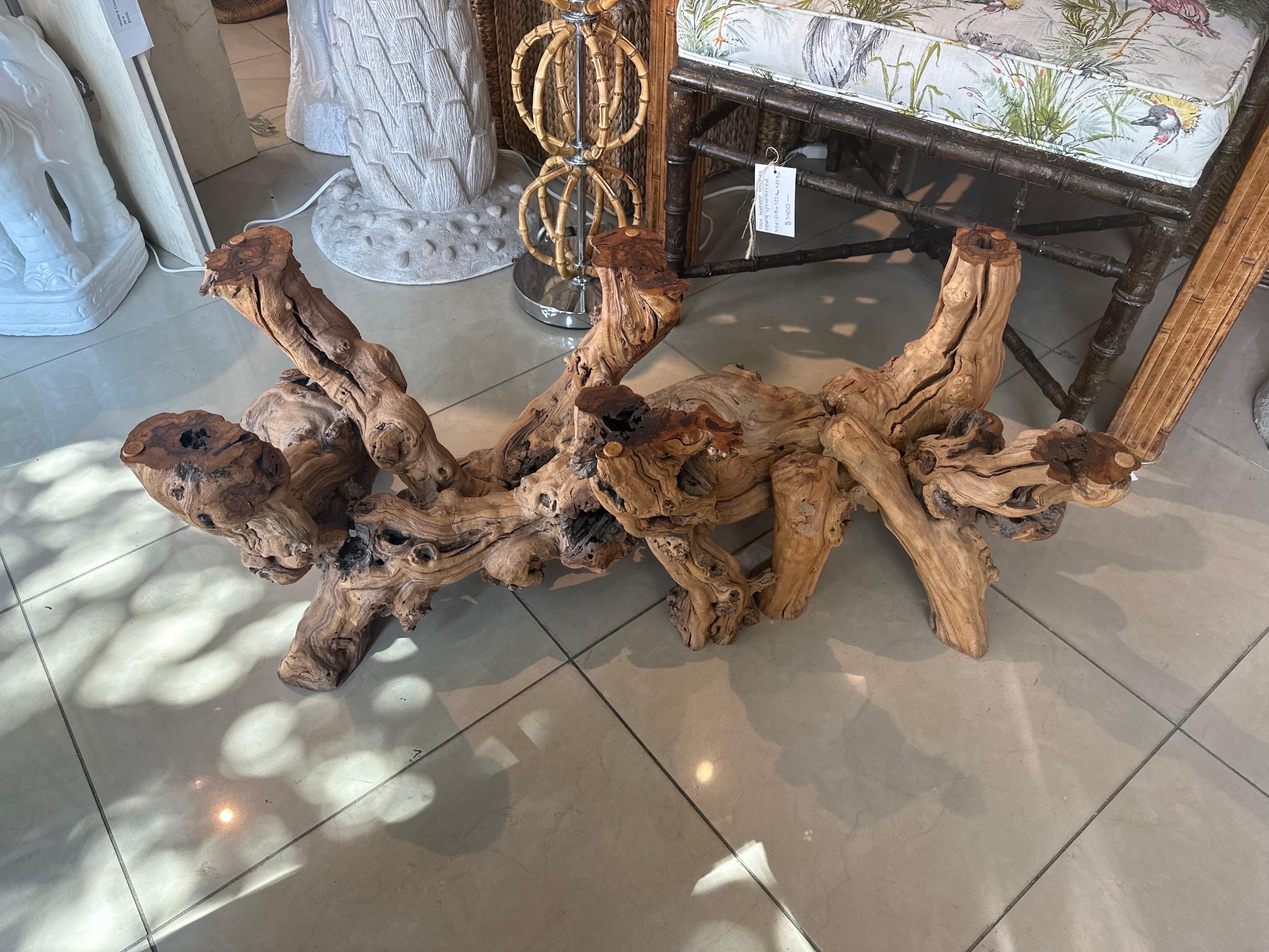 Fin du 20e siècle Table basse de cocktail d'époque en bois de ronce de cyprès et bois flotté en vente