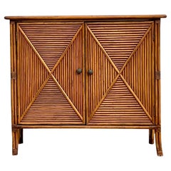 Vintage Coastal Diamond Reed Sideboard