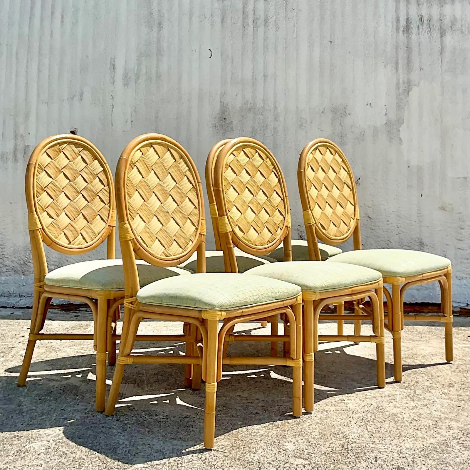 Vintage Coastal Dining Chairs After John Hutton for Donghia, Set of 6 4