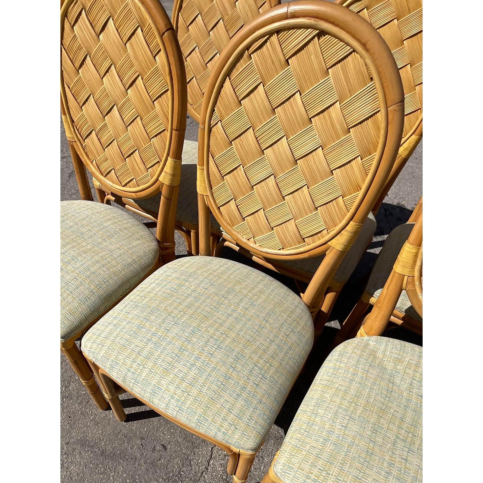 Vintage Coastal Dining Chairs in the Manner of John Hutton, Set of 12 3