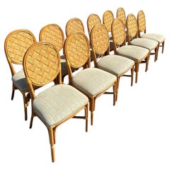 Vintage Coastal Dining Chairs in the Manner of John Hutton, Set of 12