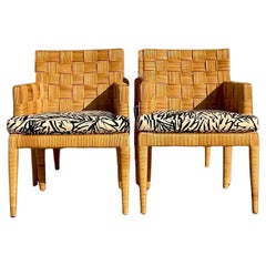 Vintage Coastal Donghia “Block Island” Arm Chairs - Set of Four