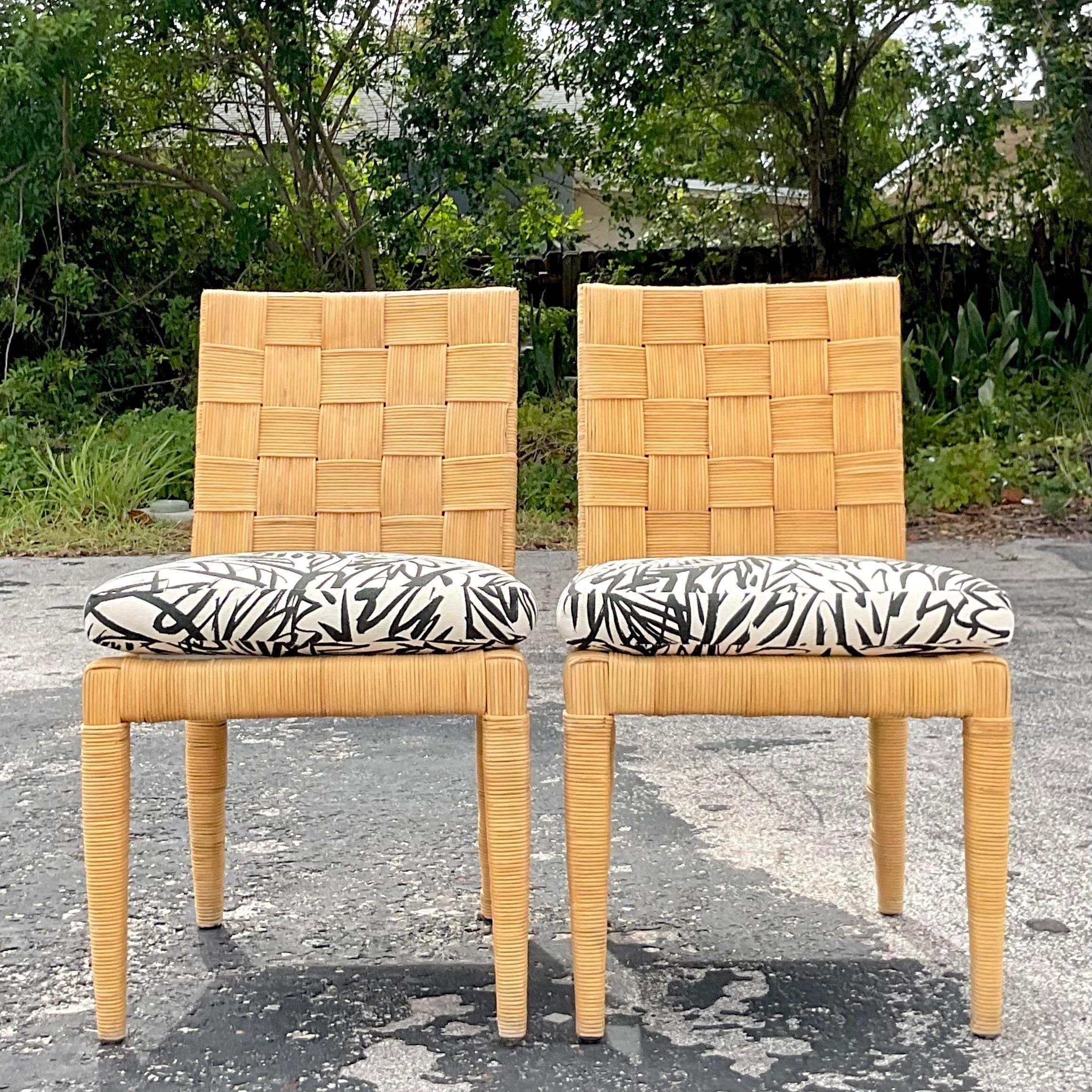 Vintage Coastal Donghia Block Island Dining Chairs - a Pair In Good Condition For Sale In west palm beach, FL