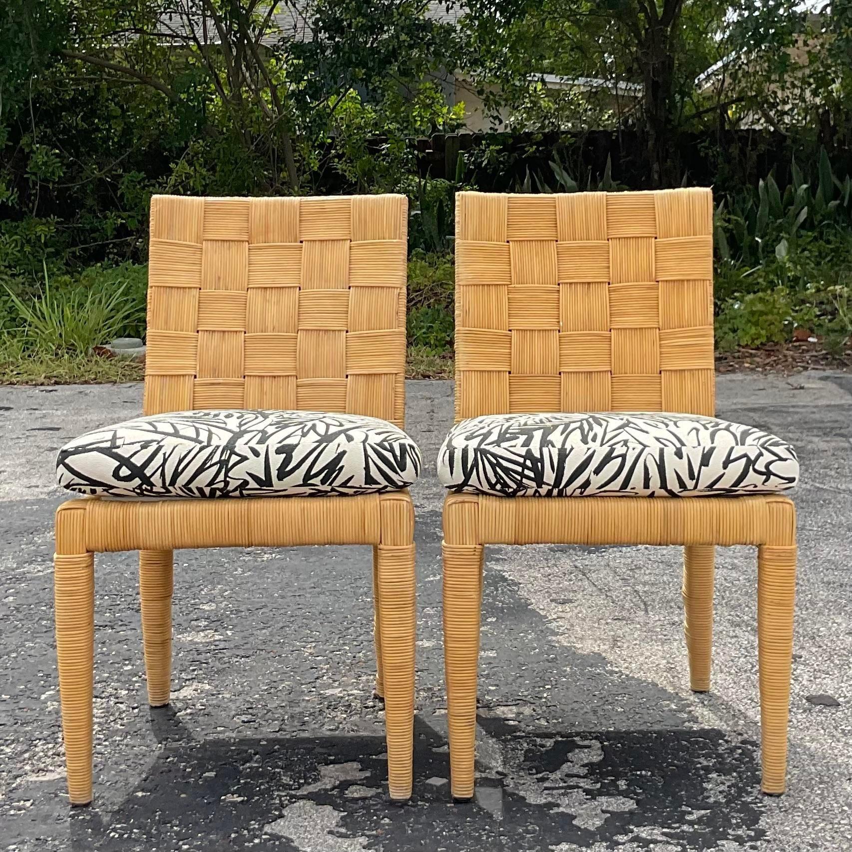 20th Century Vintage Coastal Donghia Block Island Dining Chairs - a Pair For Sale