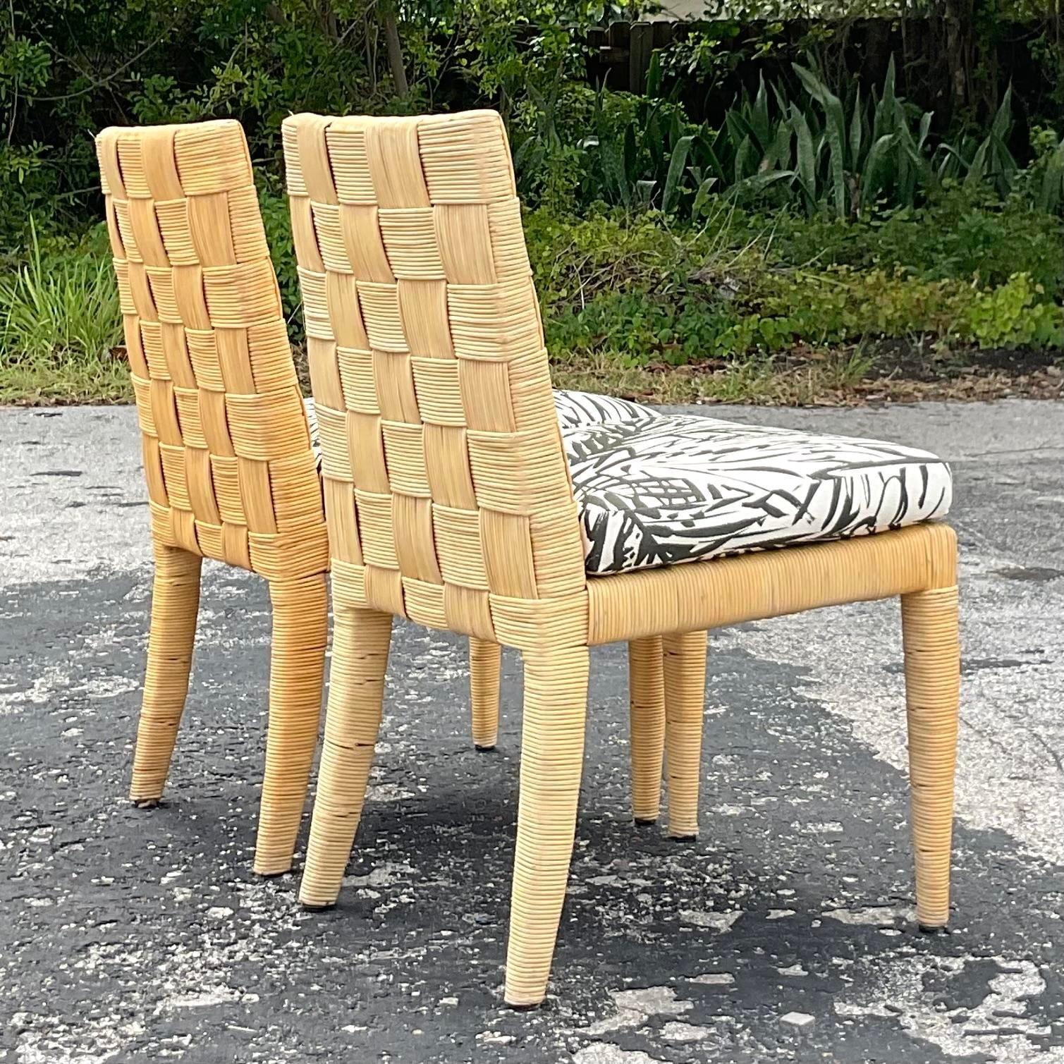 Upholstery Vintage Coastal Donghia Block Island Dining Chairs - a Pair For Sale