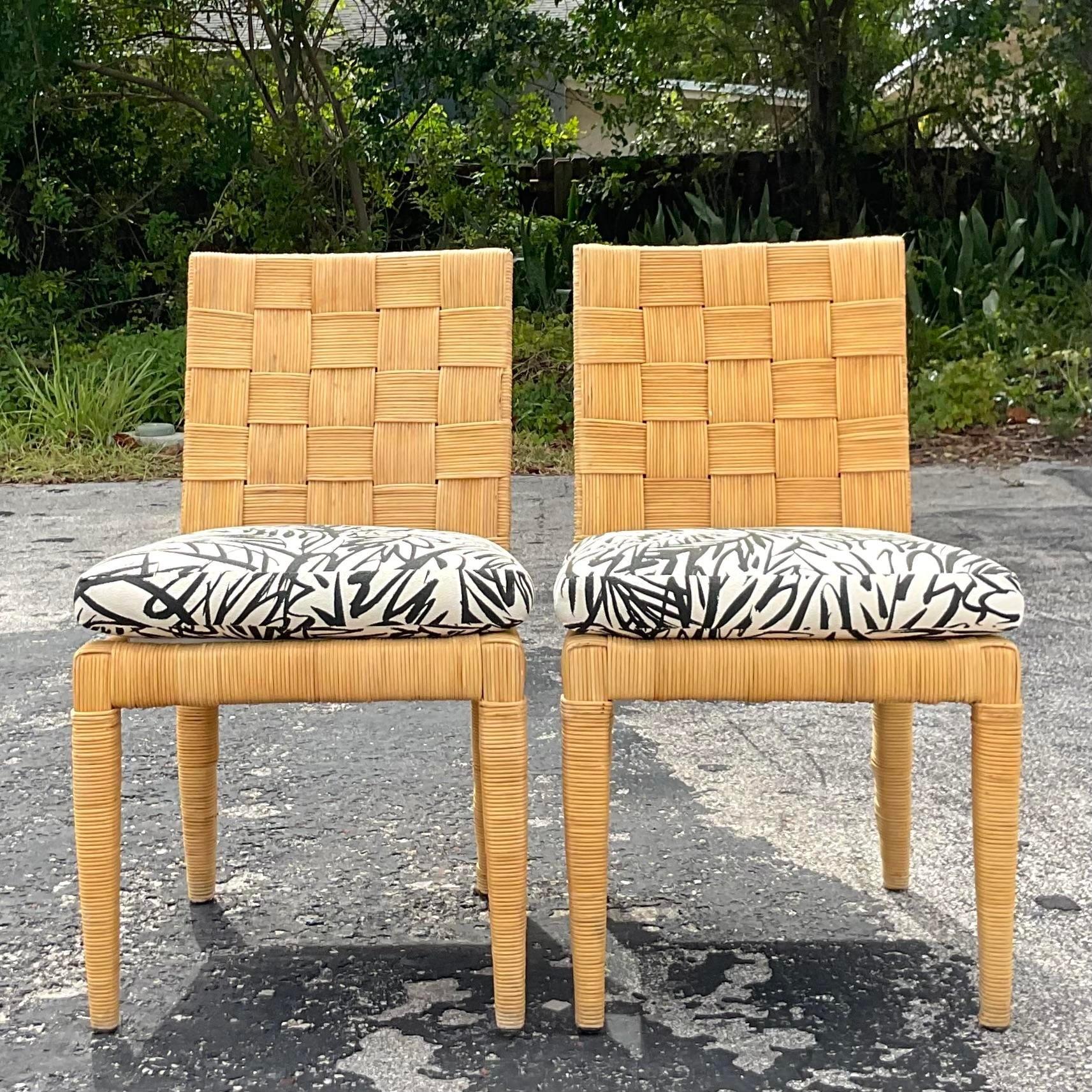 Vintage Coastal Donghia Block Island Dining Chairs - a Pair For Sale 1