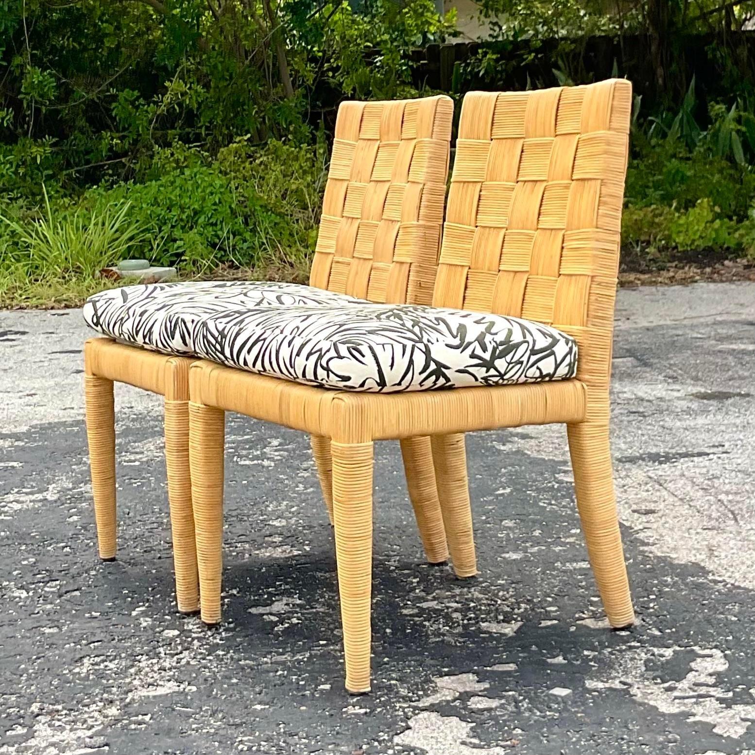 Vintage Coastal Donghia Block Island Dining Chairs - a Pair For Sale 2