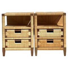 Coastal Donghia Rattan-Nachttische im Vintage-Stil - Ein Paar