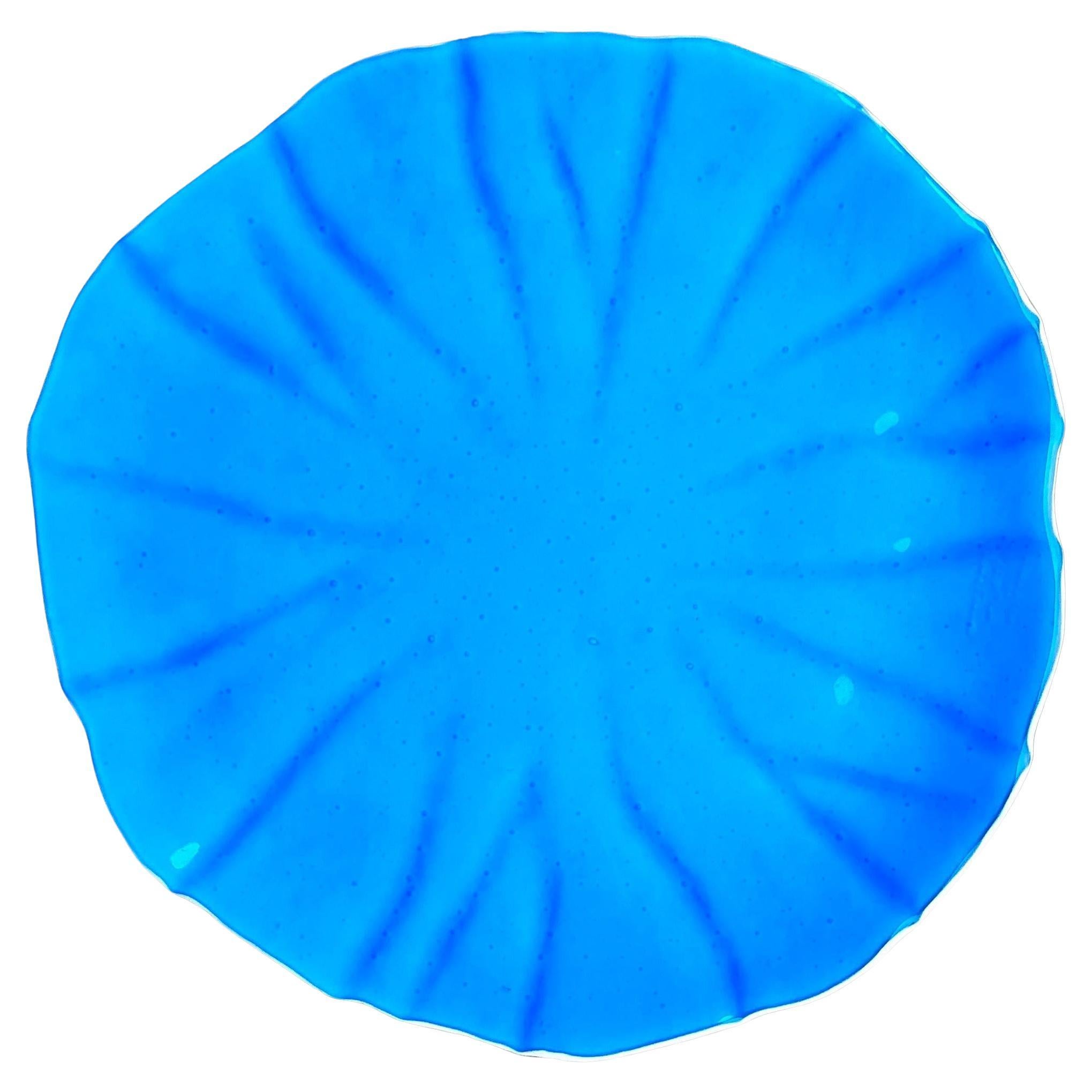 Bandeja de cristal Vintage Coastal Azul Eléctrico en venta