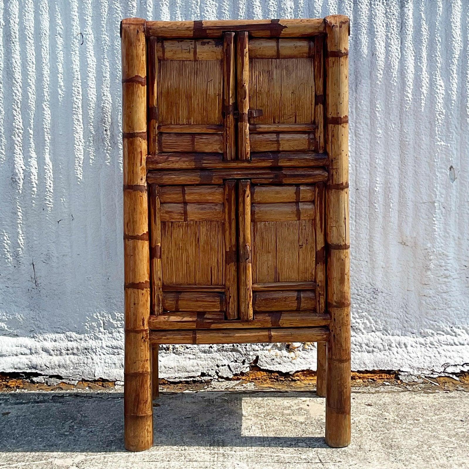 vintage bamboo armoire