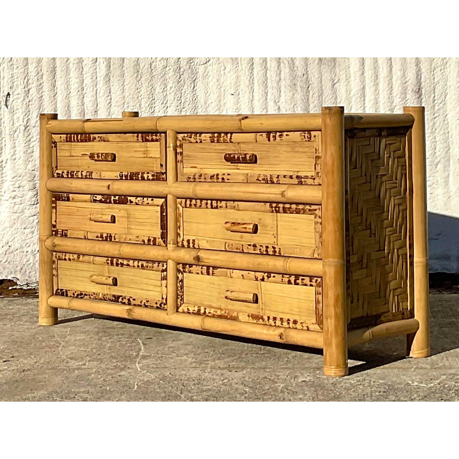 Philippine Vintage Coastal Elephant Bamboo Dresser