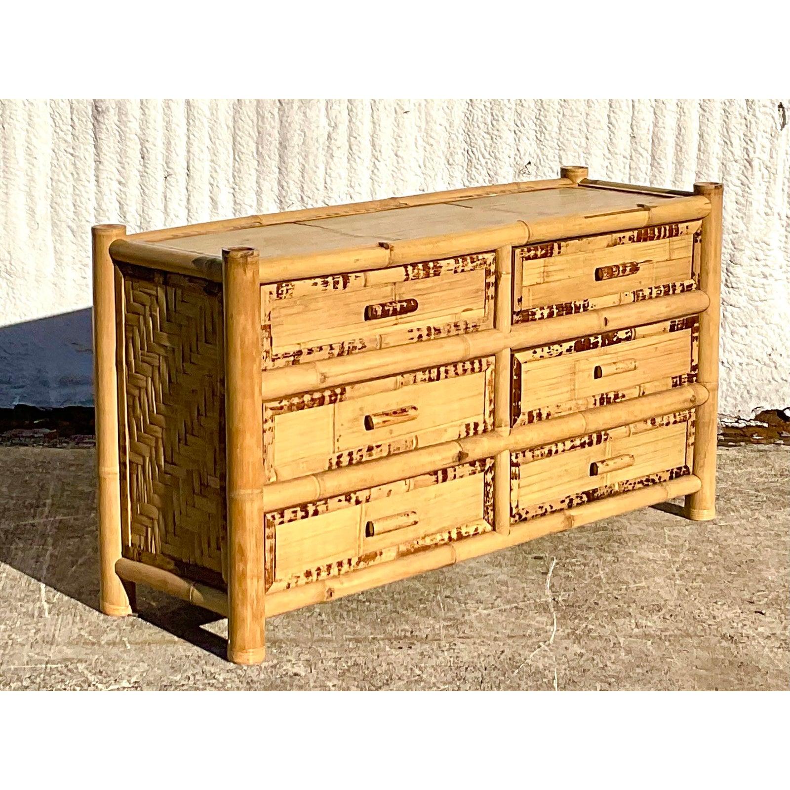 Vintage Coastal Elephant Bamboo Dresser In Good Condition In west palm beach, FL