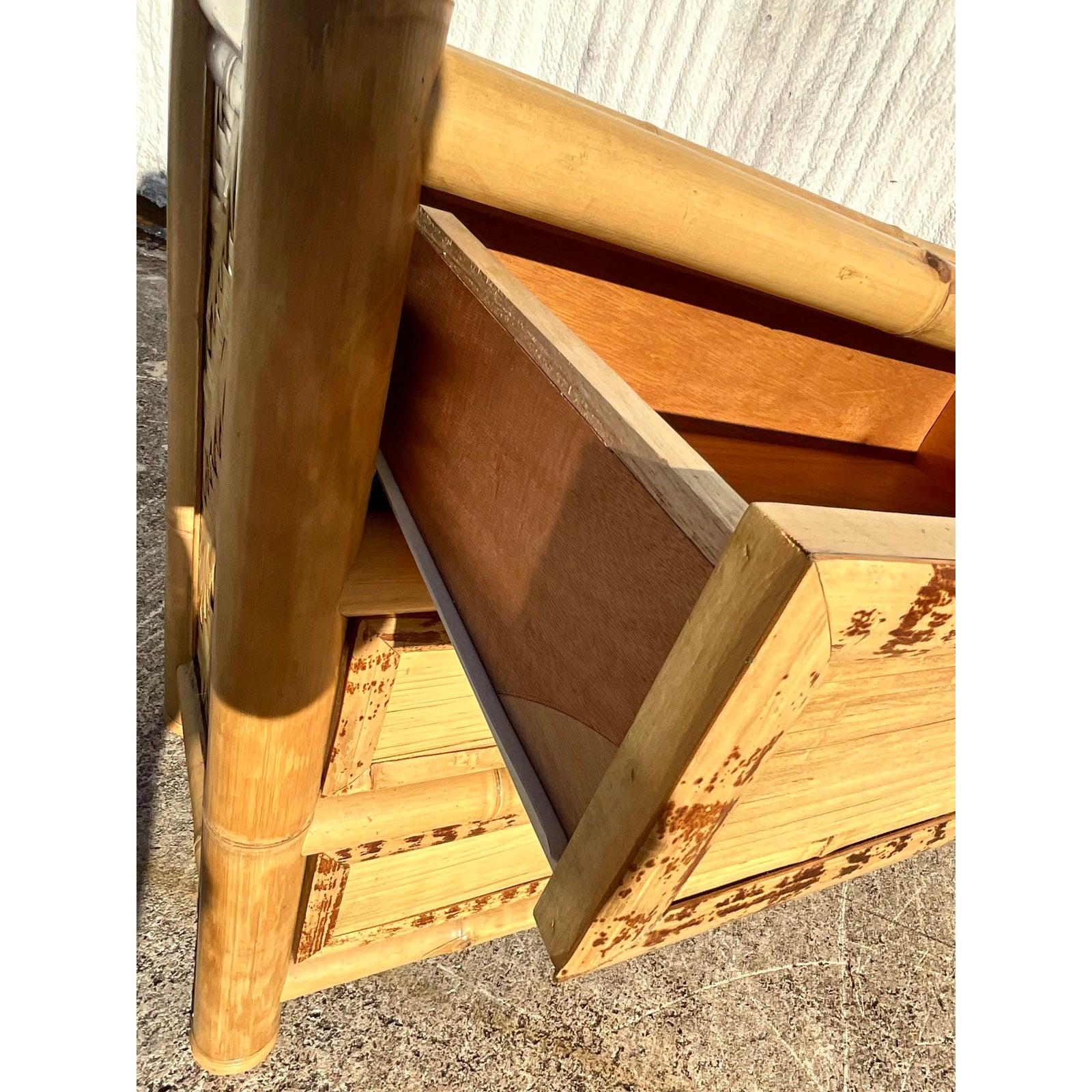 Vintage Coastal Elephant Bamboo Dresser 1