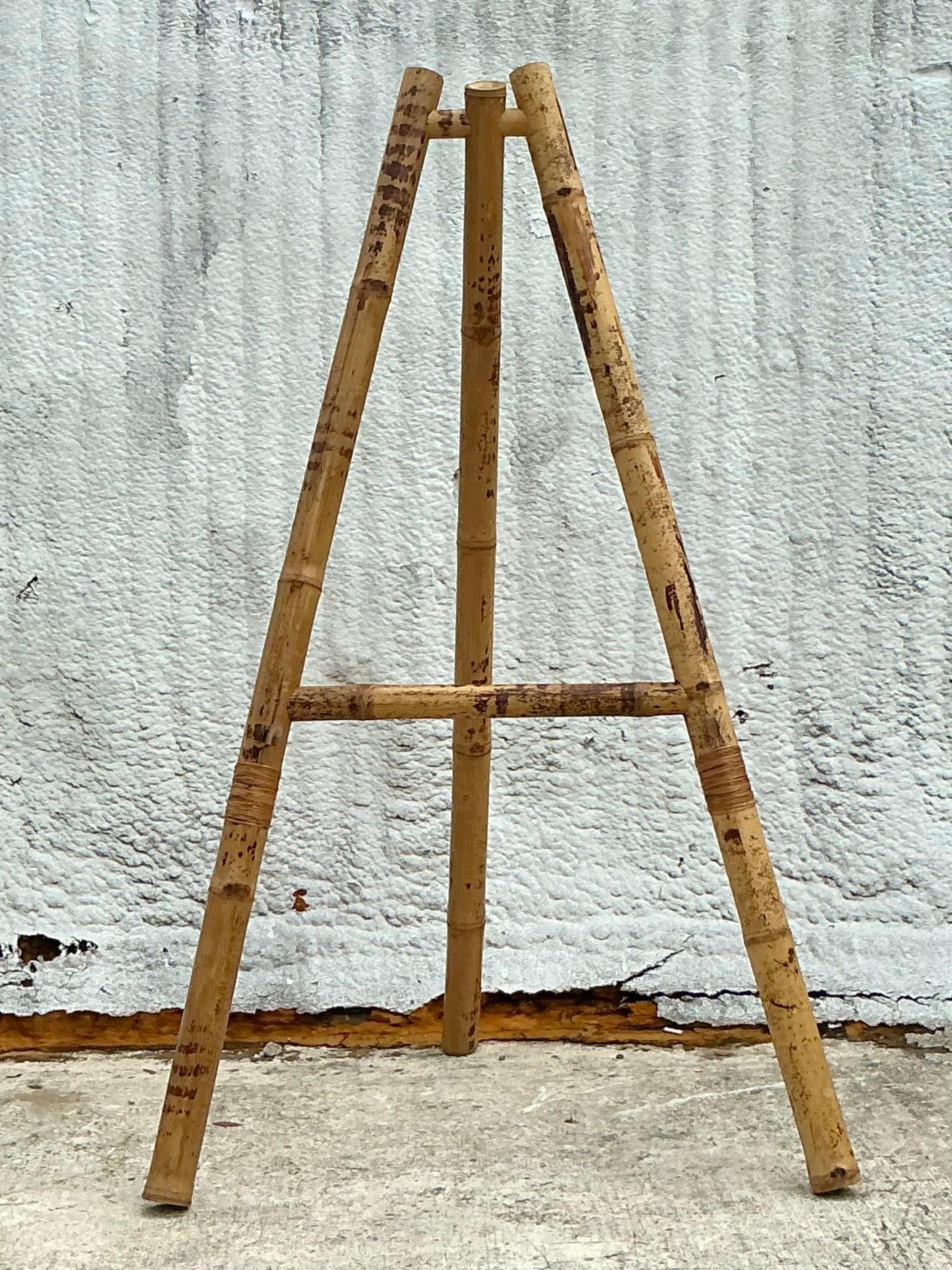 American Vintage Coastal Elephant Bamboo Easel - Medium For Sale