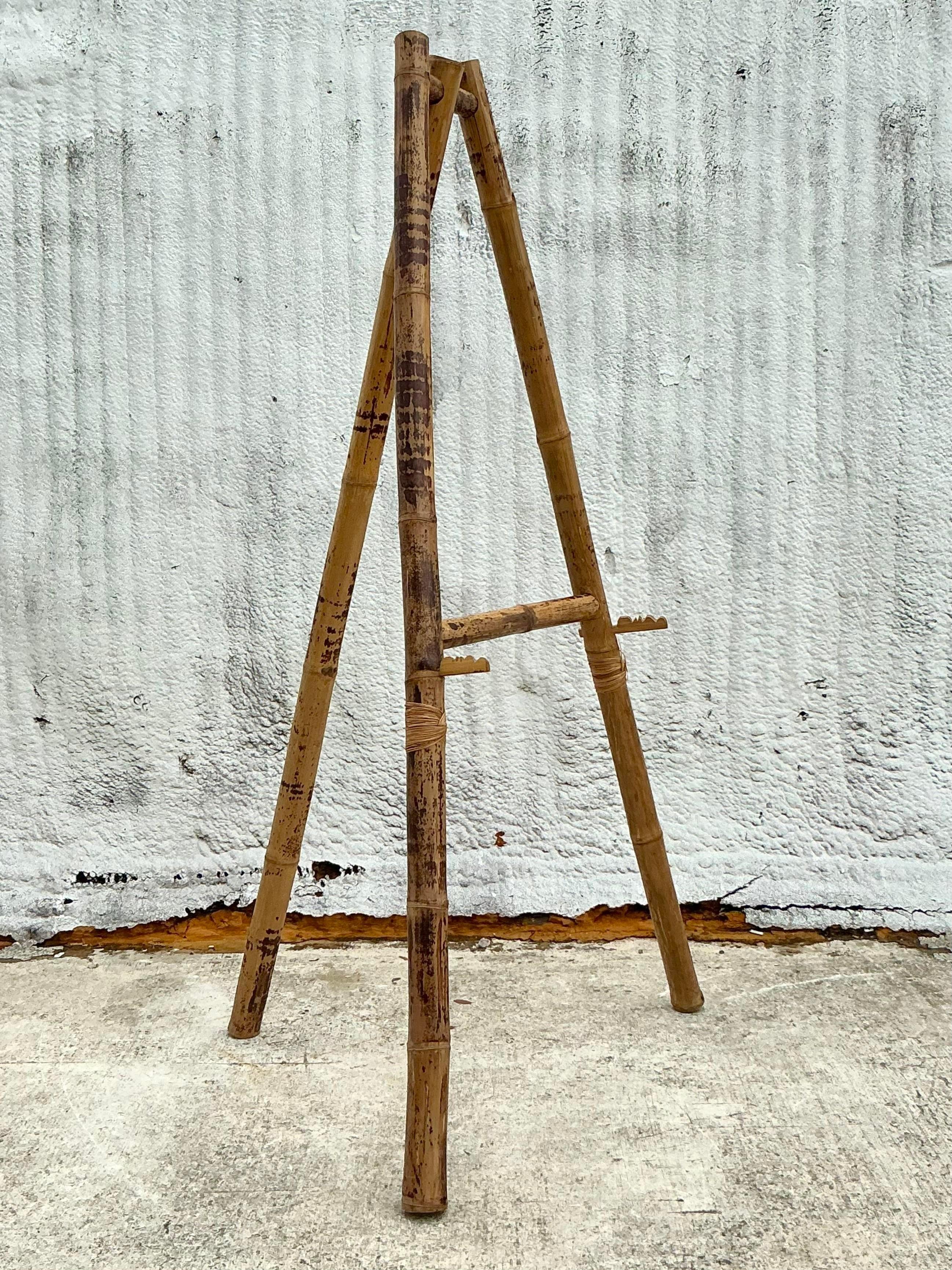 Vintage Coastal Elephant Bamboo Easel - Medium For Sale 1