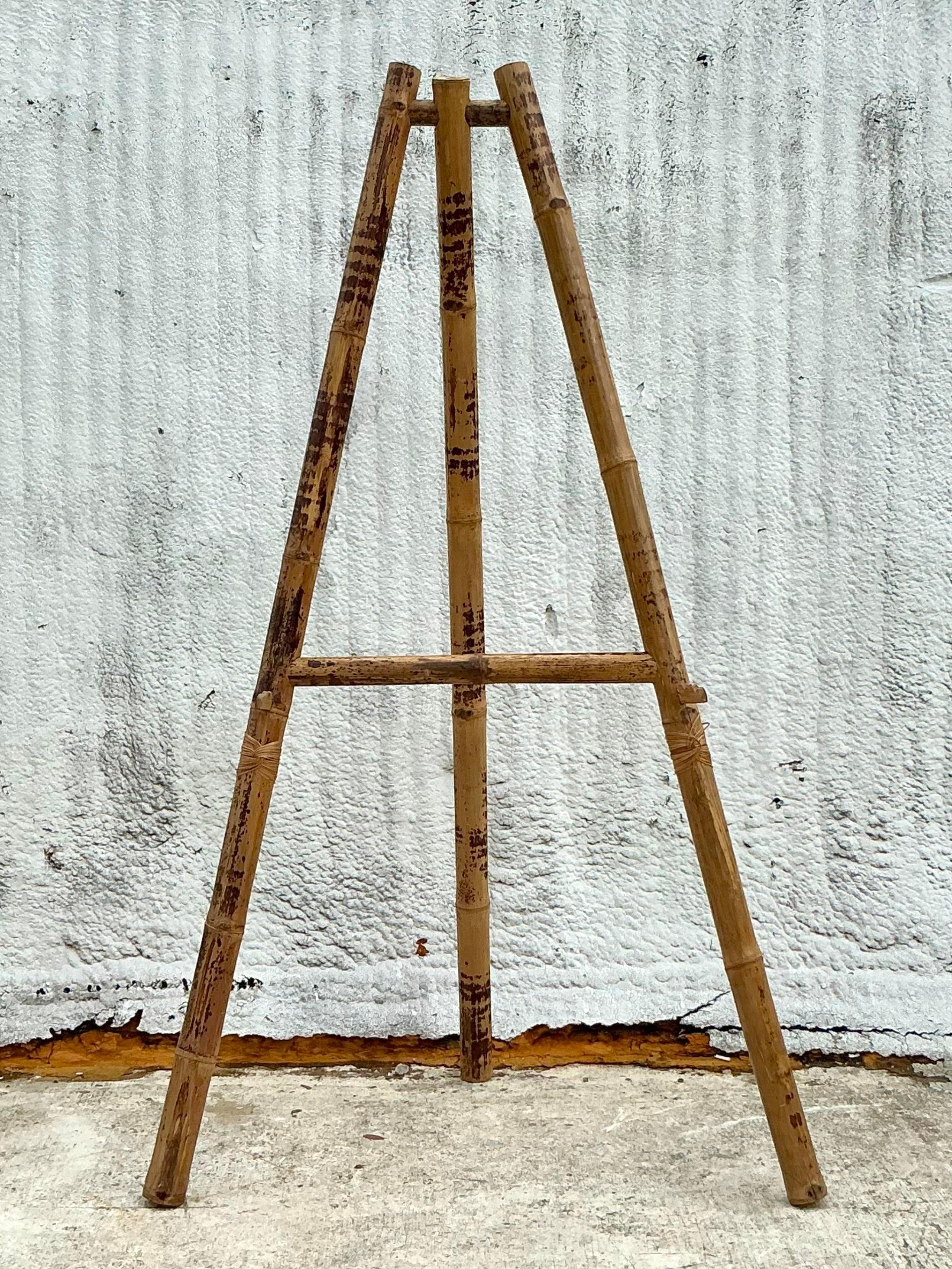 Vintage Coastal Elephant Bamboo Easel - Medium For Sale 2