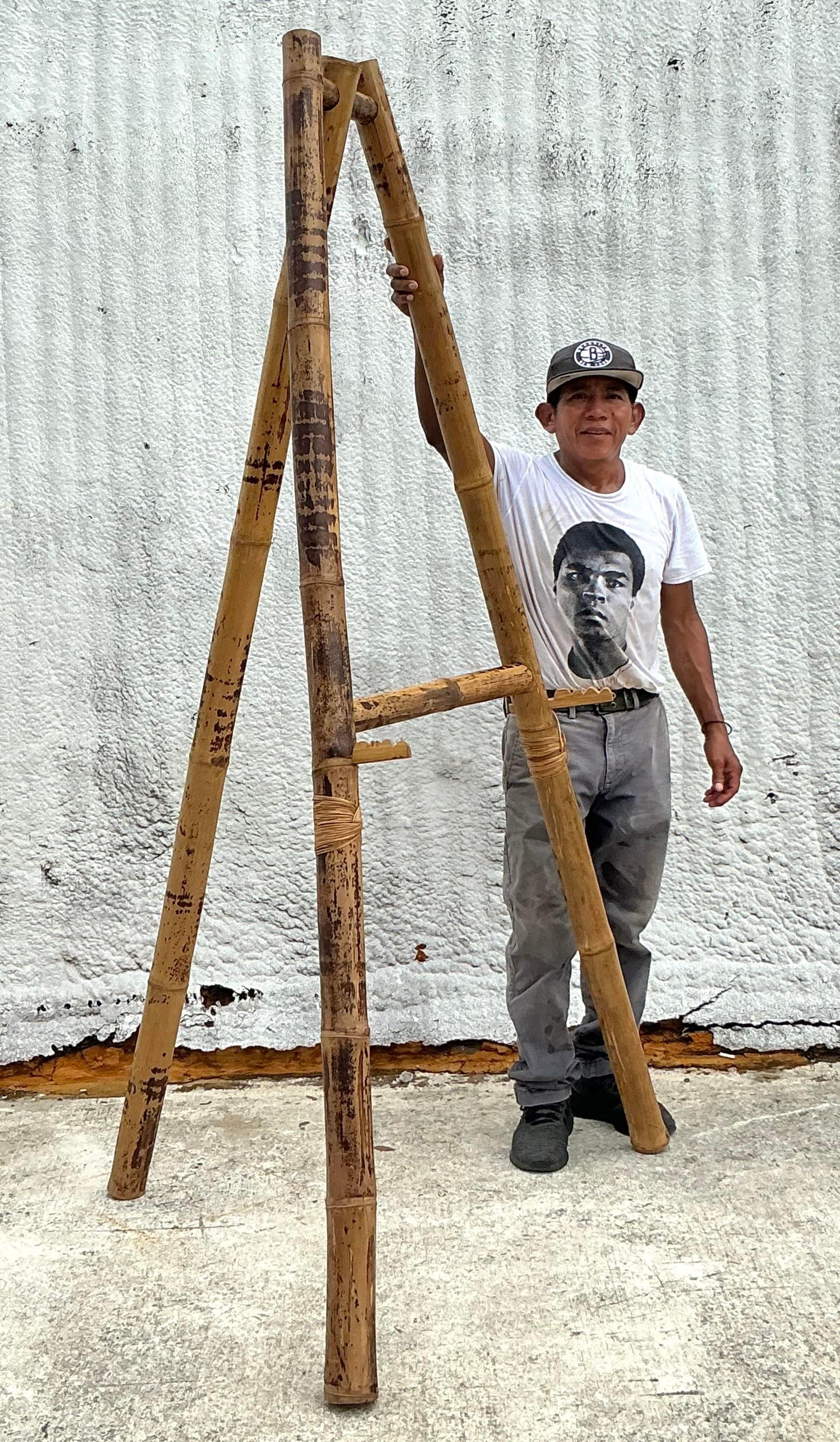 Vintage Coastal Elephant Bamboo Easel - Medium For Sale 3