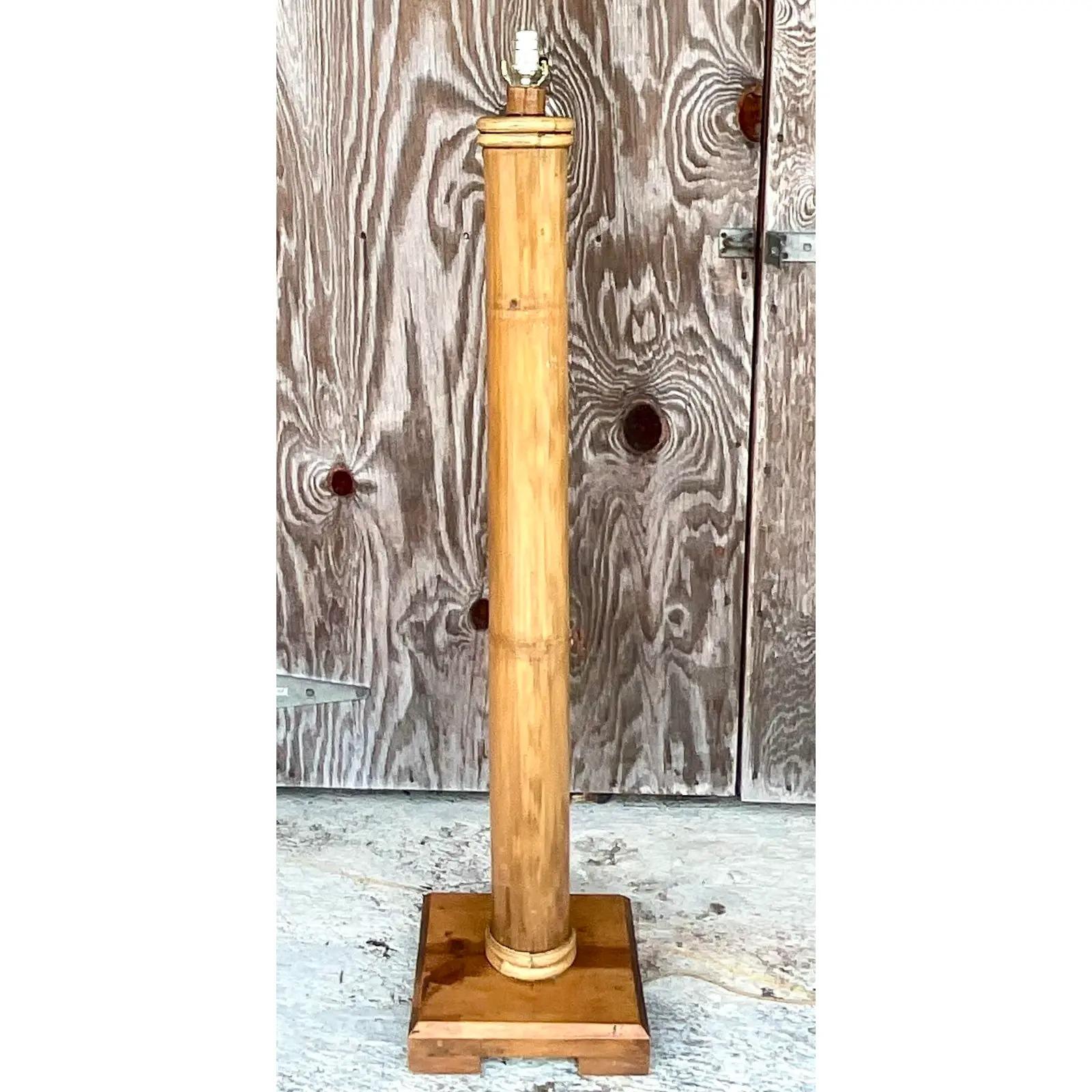 Vintage Coastal Elephant Bamboo Floor Lamp In Good Condition For Sale In west palm beach, FL