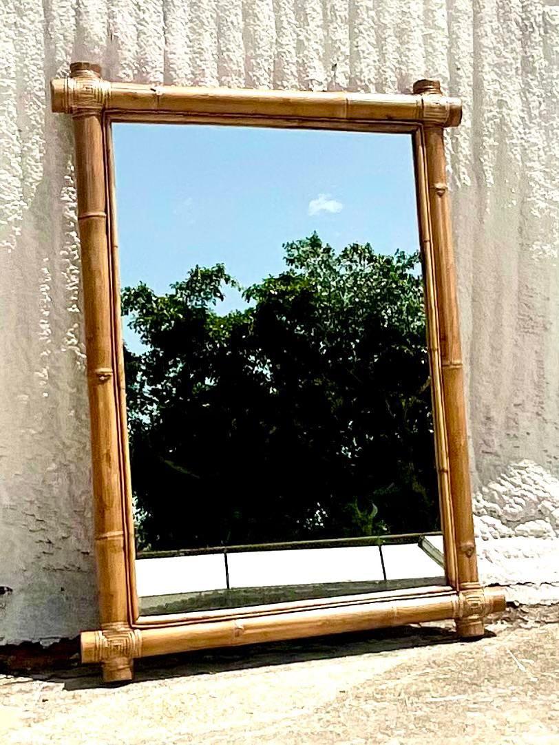 Philippine Vintage Coastal Elephant Bamboo Mirror For Sale