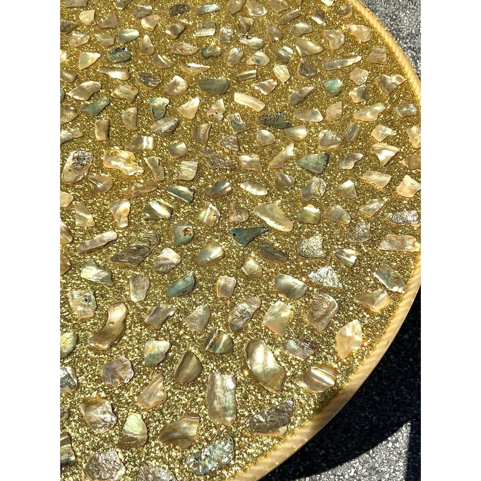Vintage Coastal Embedded Shell Coffee Table In Good Condition For Sale In west palm beach, FL