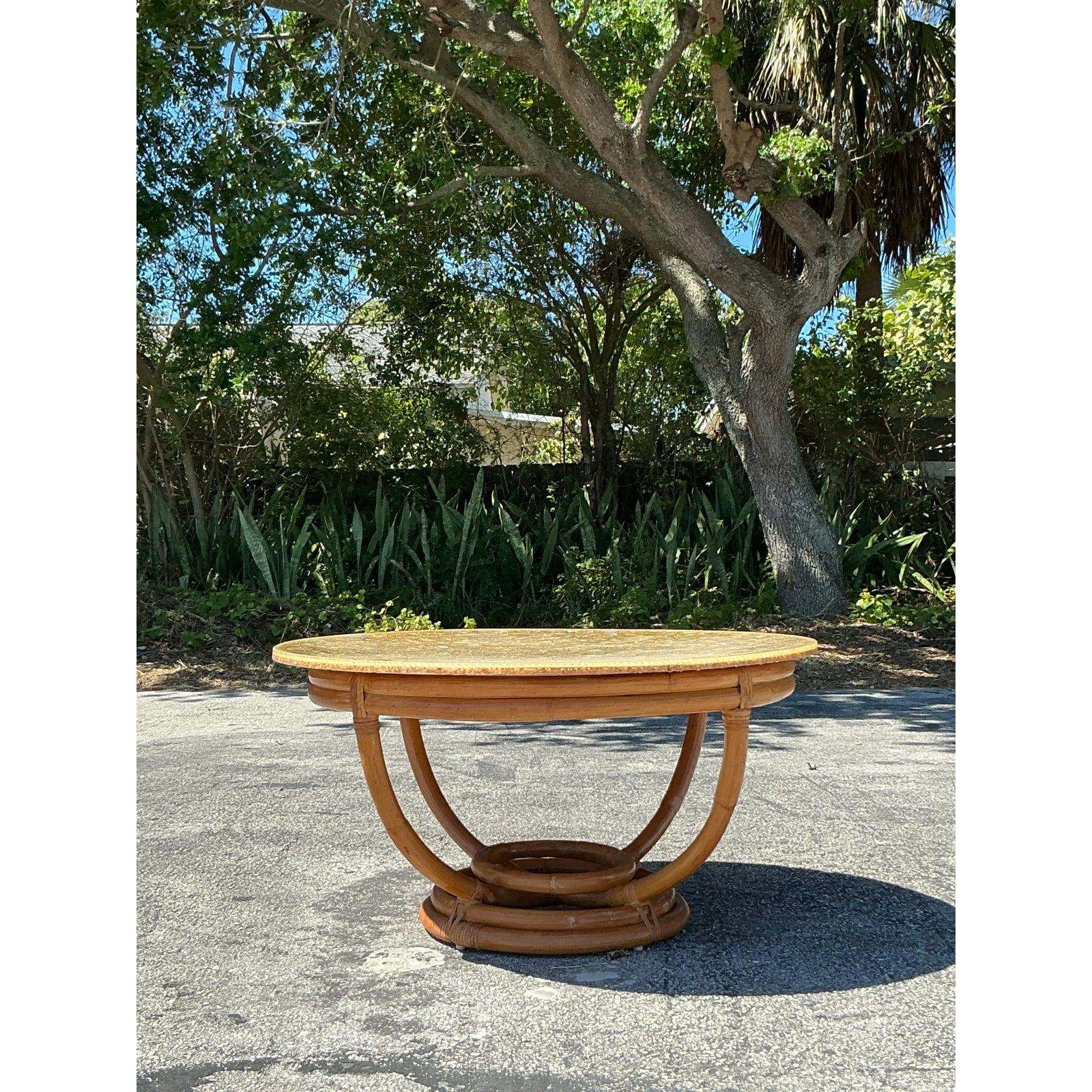 Vintage Coastal Embedded Shell Coffee Table For Sale 2