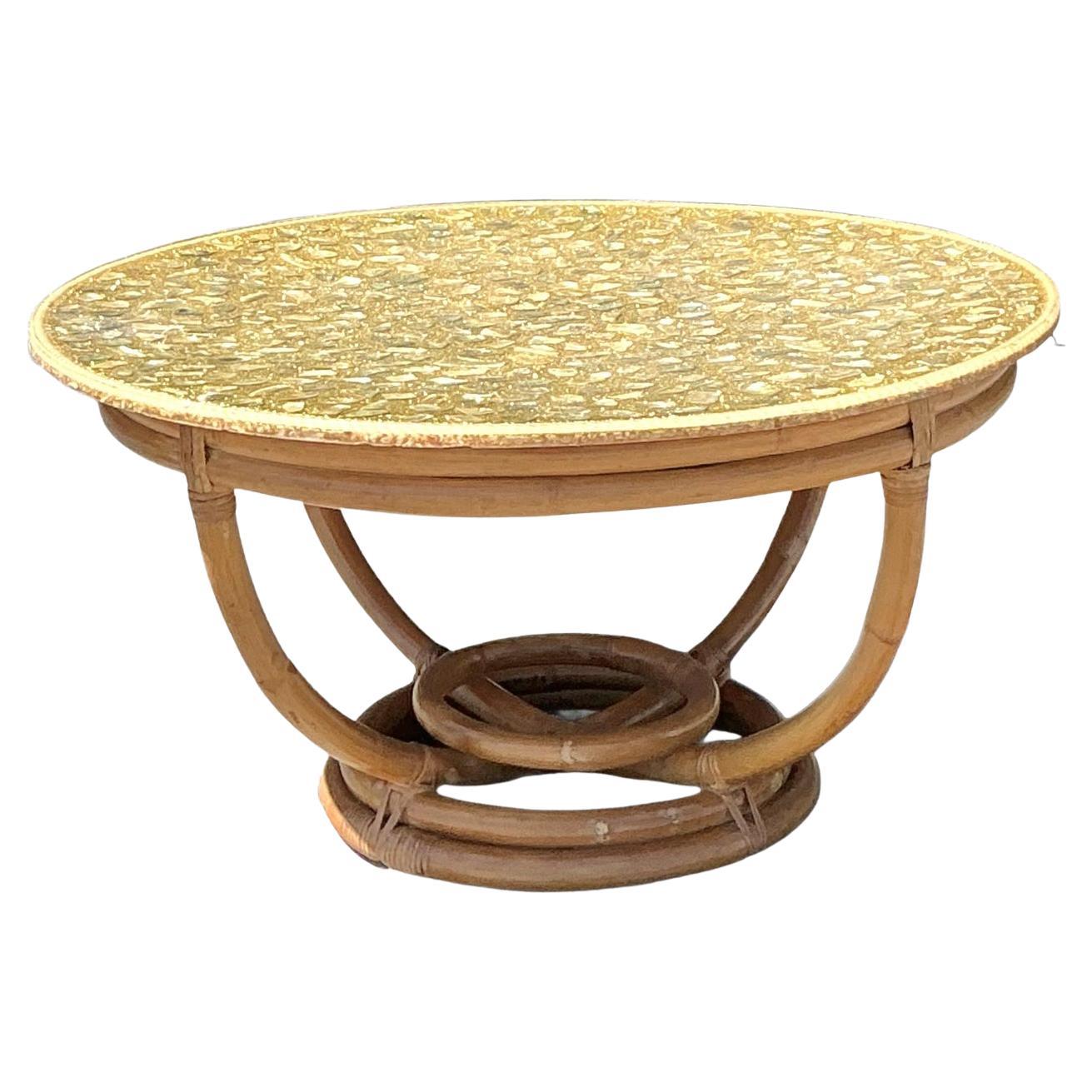 Vintage Coastal Embedded Shell Coffee Table