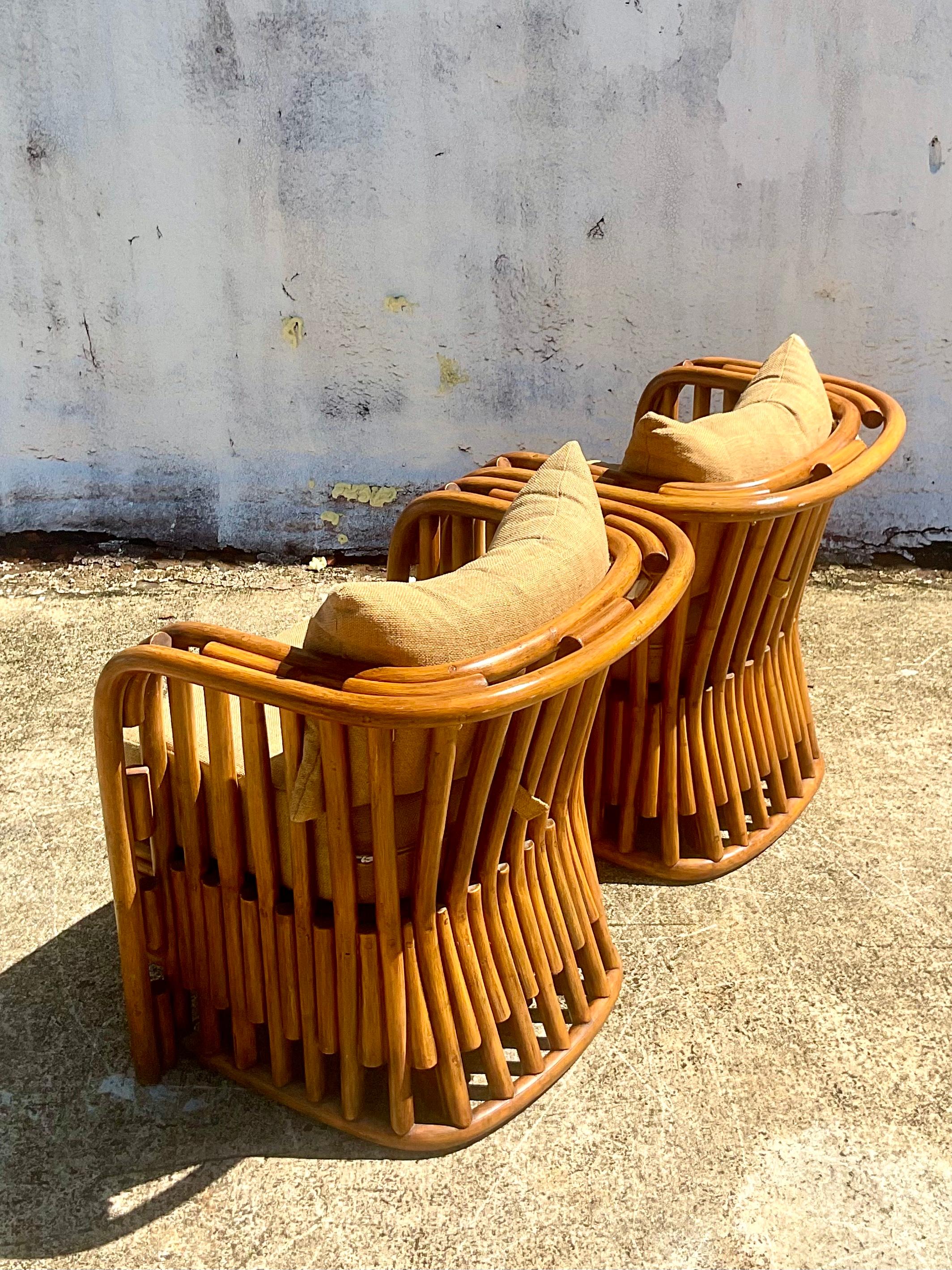 Vintage Coastal Empire Rattan Tub Chairs, a Pair 1