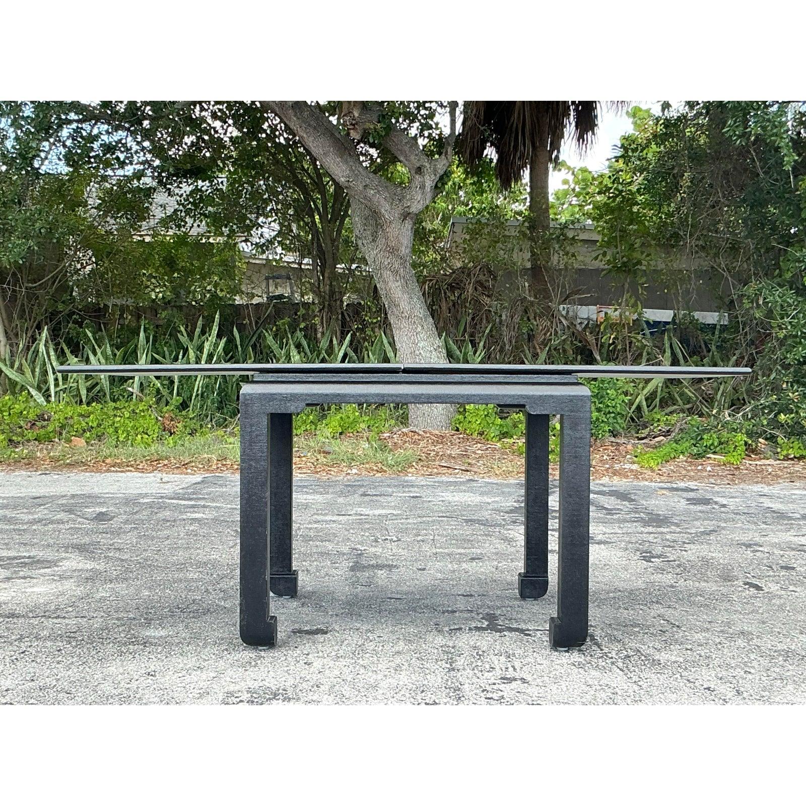 Mid-Century Modern Table de jeu côtière extensible vintage en toile de gazon en vente