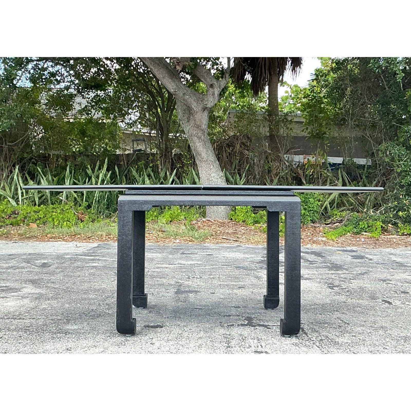 Jonc de mer Table de jeu côtière extensible vintage en toile de gazon en vente