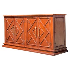 Vintage Coastal Faux Bamboo Credenza