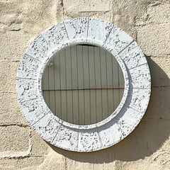 Vintage Coastal Faux Coral Round Mirror