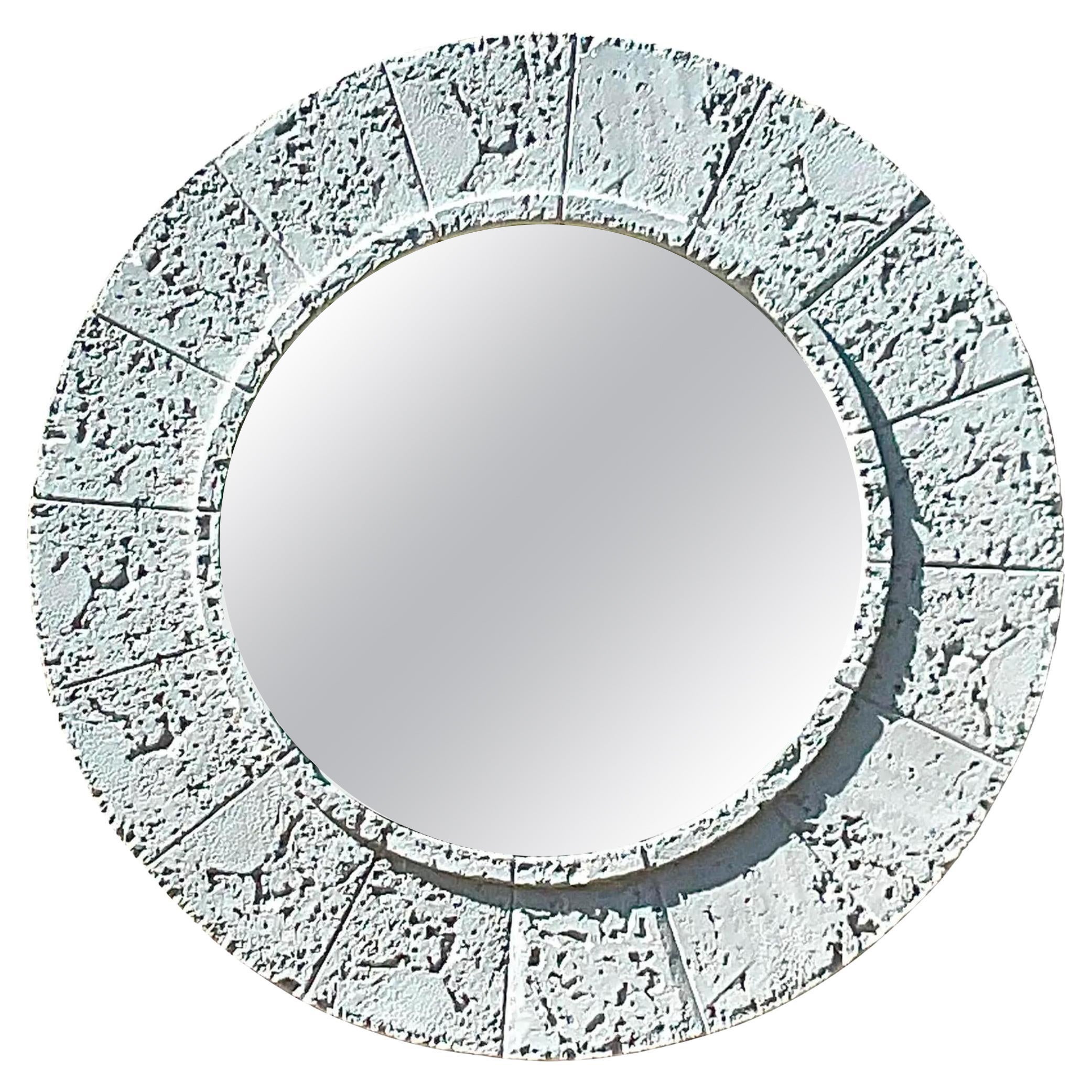 Vintage Coastal Faux Coral Round Mirror