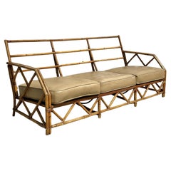 Vintage Coastal Ficks Reed Bamboo Sofa