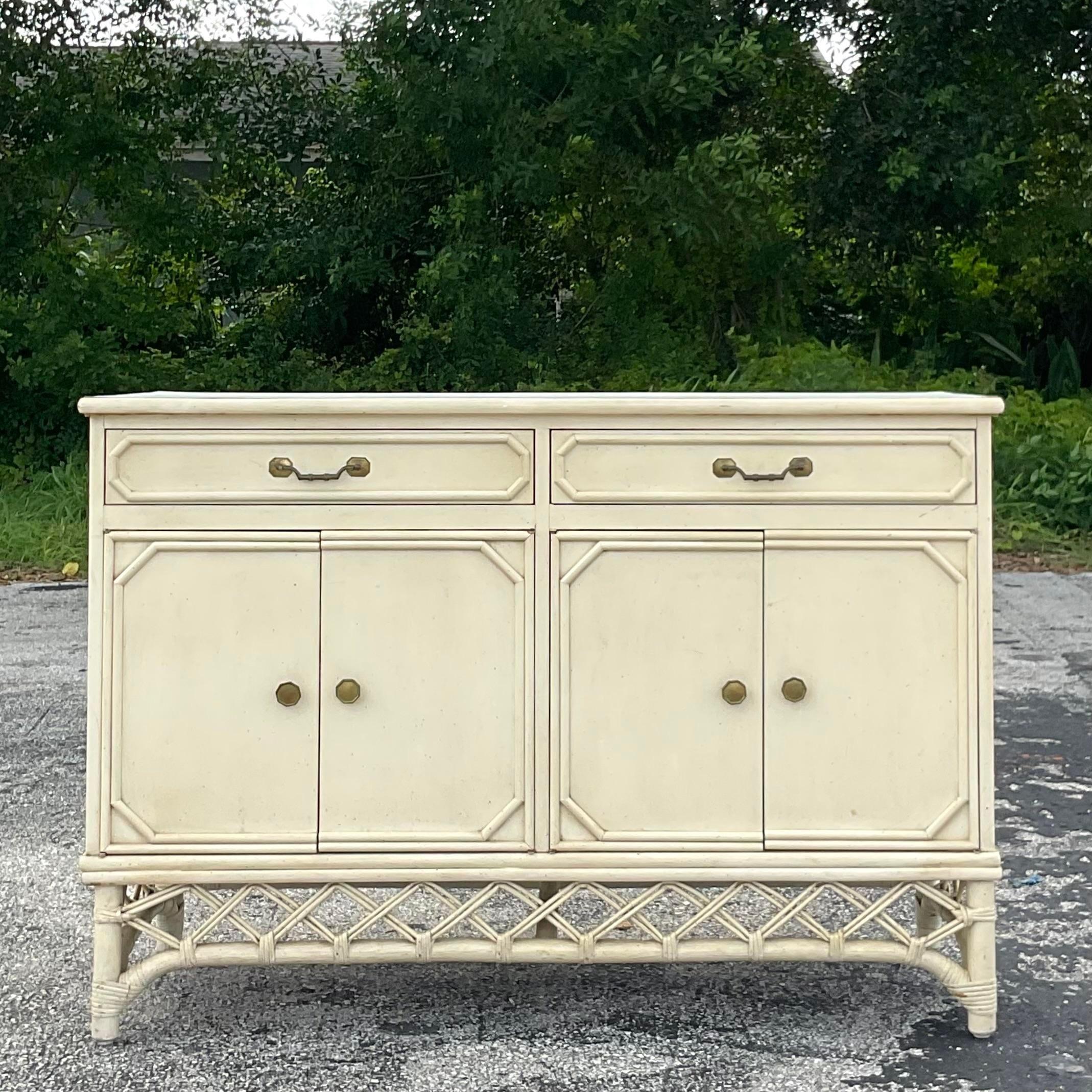 Vintage Coastal Ficks Reed Credenza 2