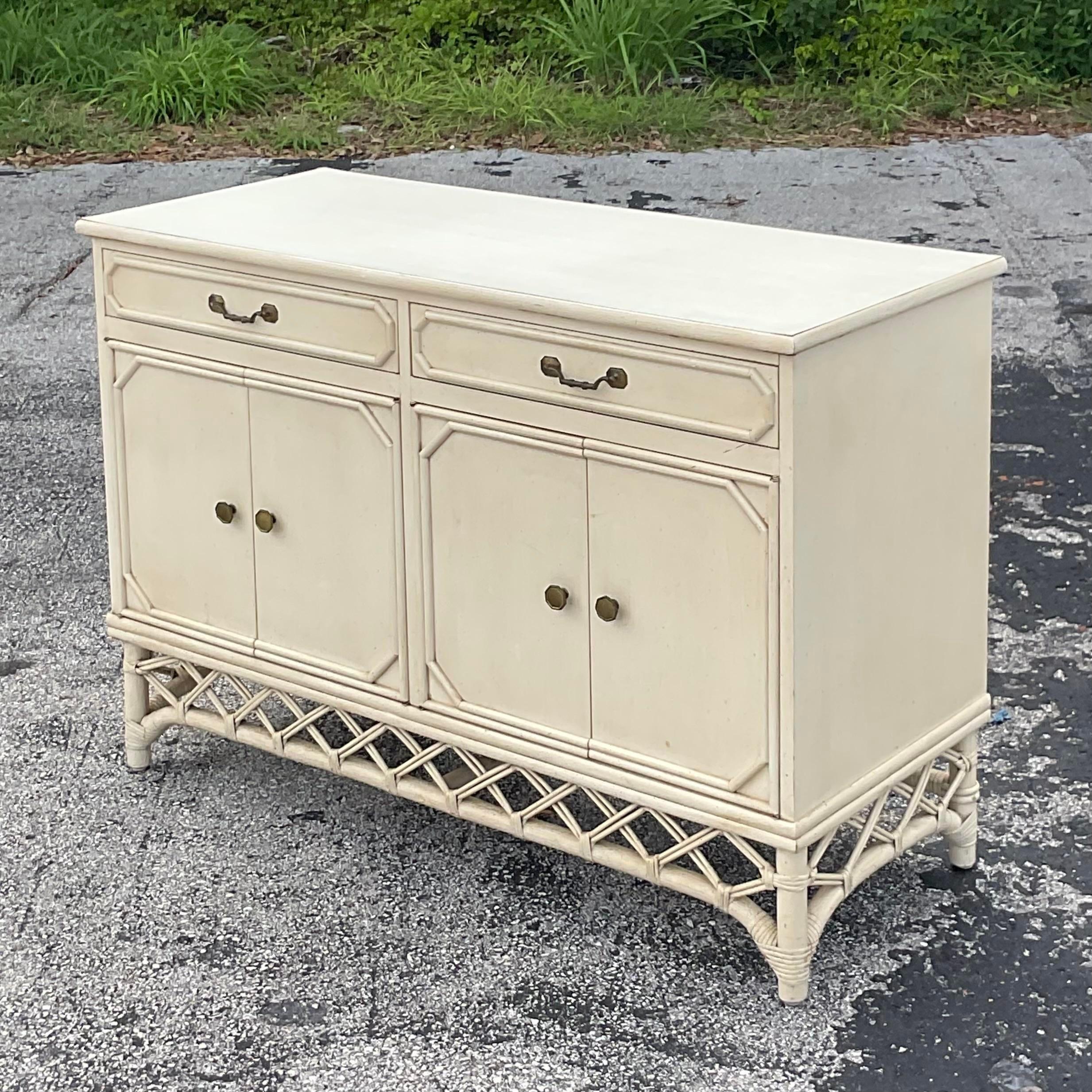 Vintage Coastal Ficks Reed Credenza 3