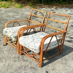 Vintage Coastal Ficks Reed Lounge Chairs - a Pair