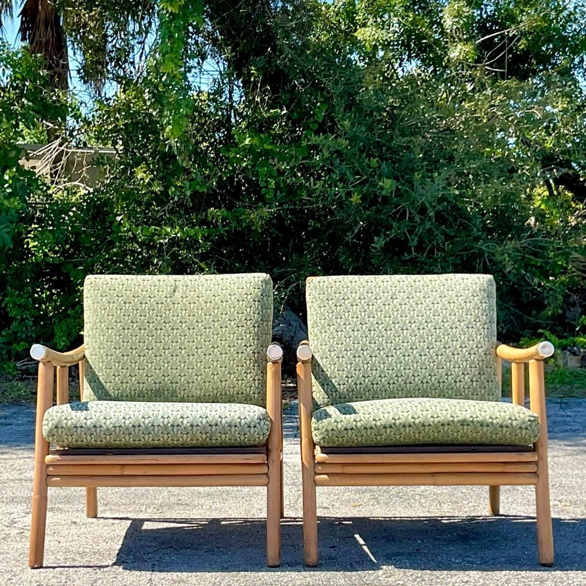 Philippine Vintage Coastal Ficks Reed Lounge Chairs After Wisner For Sale