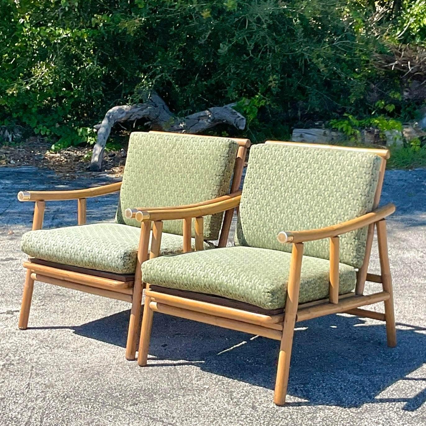20th Century Vintage Coastal Ficks Reed Lounge Chairs After Wisner For Sale