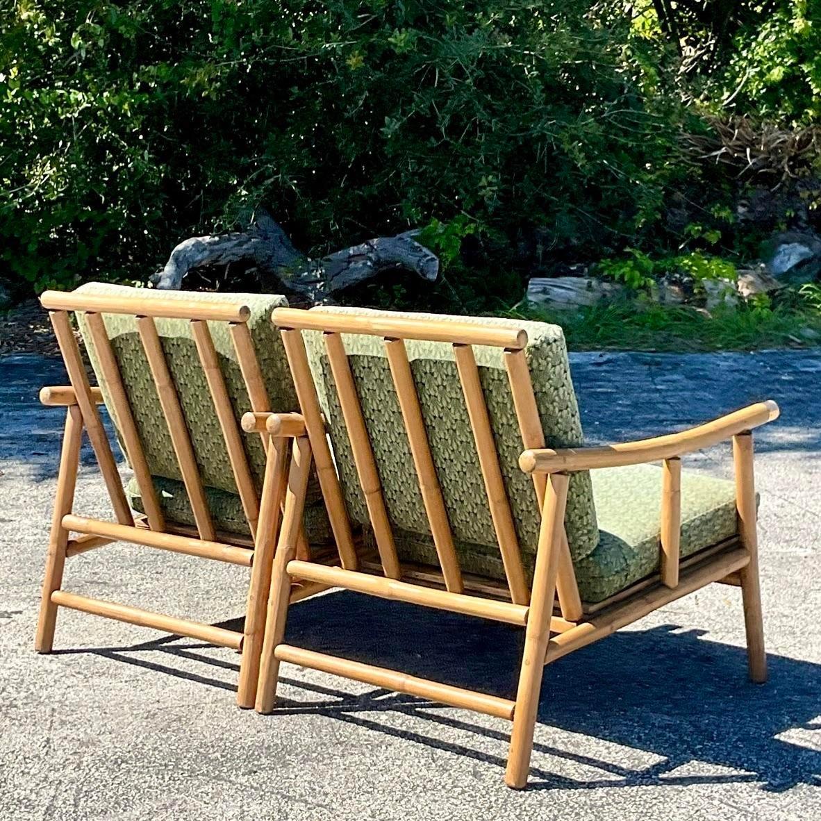 Vintage Coastal Ficks Reed Lounge Chairs After Wisner For Sale 1
