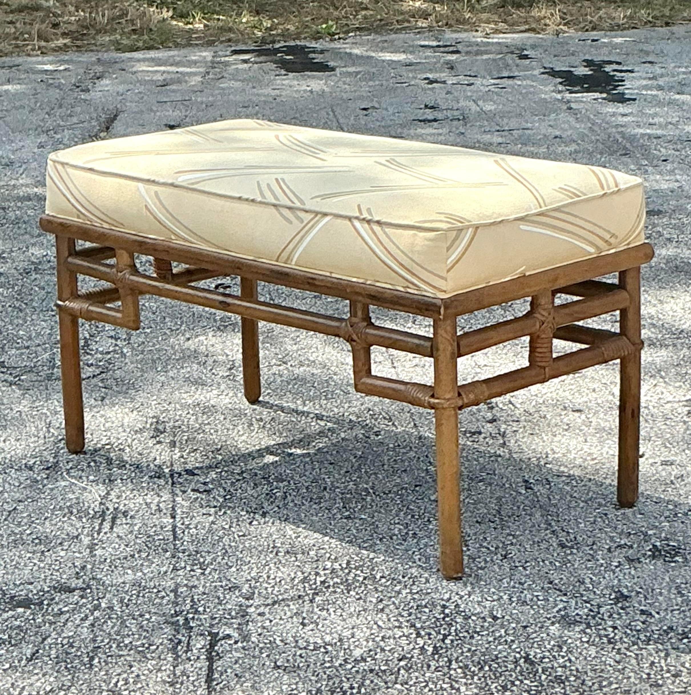 Philippin Banc vintage côtier en rotin Ficks Reed en vente