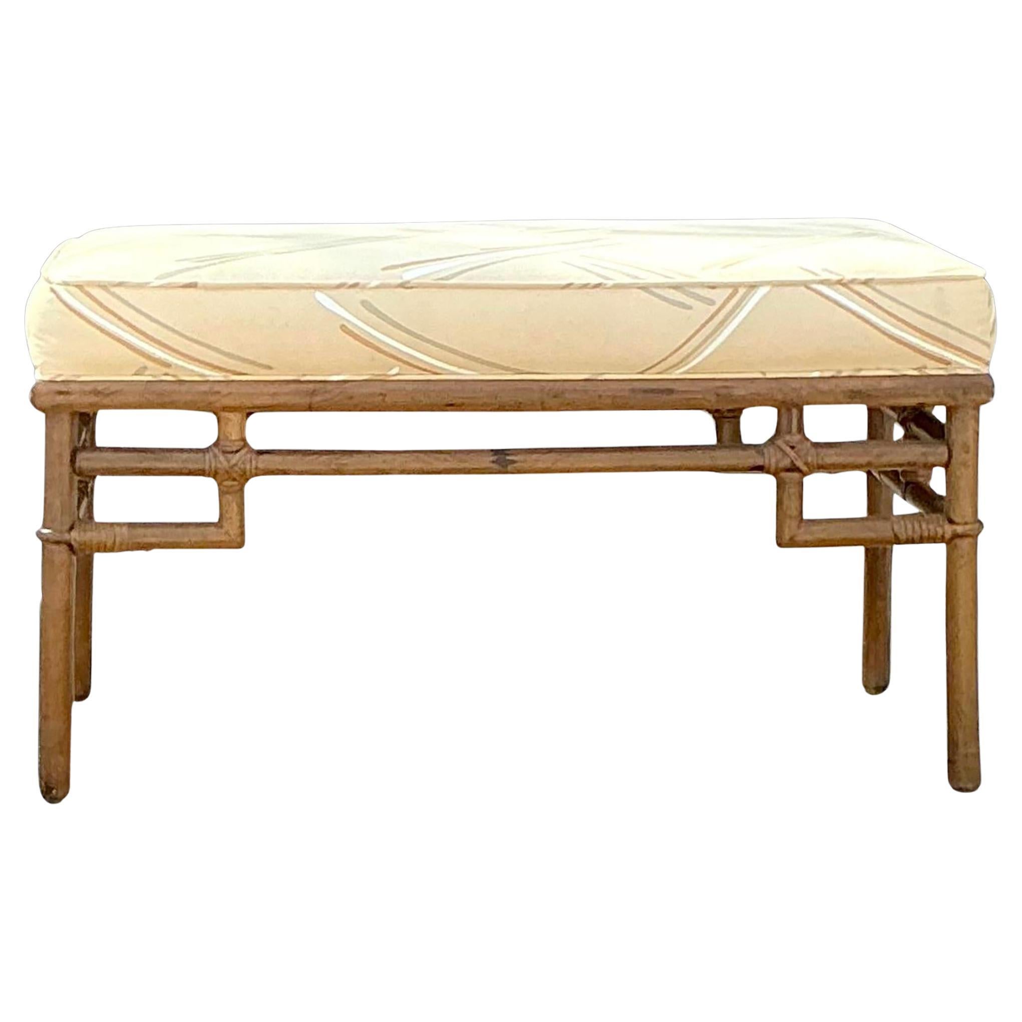 Vintage Coastal Ficks Reed Rattan Bench
