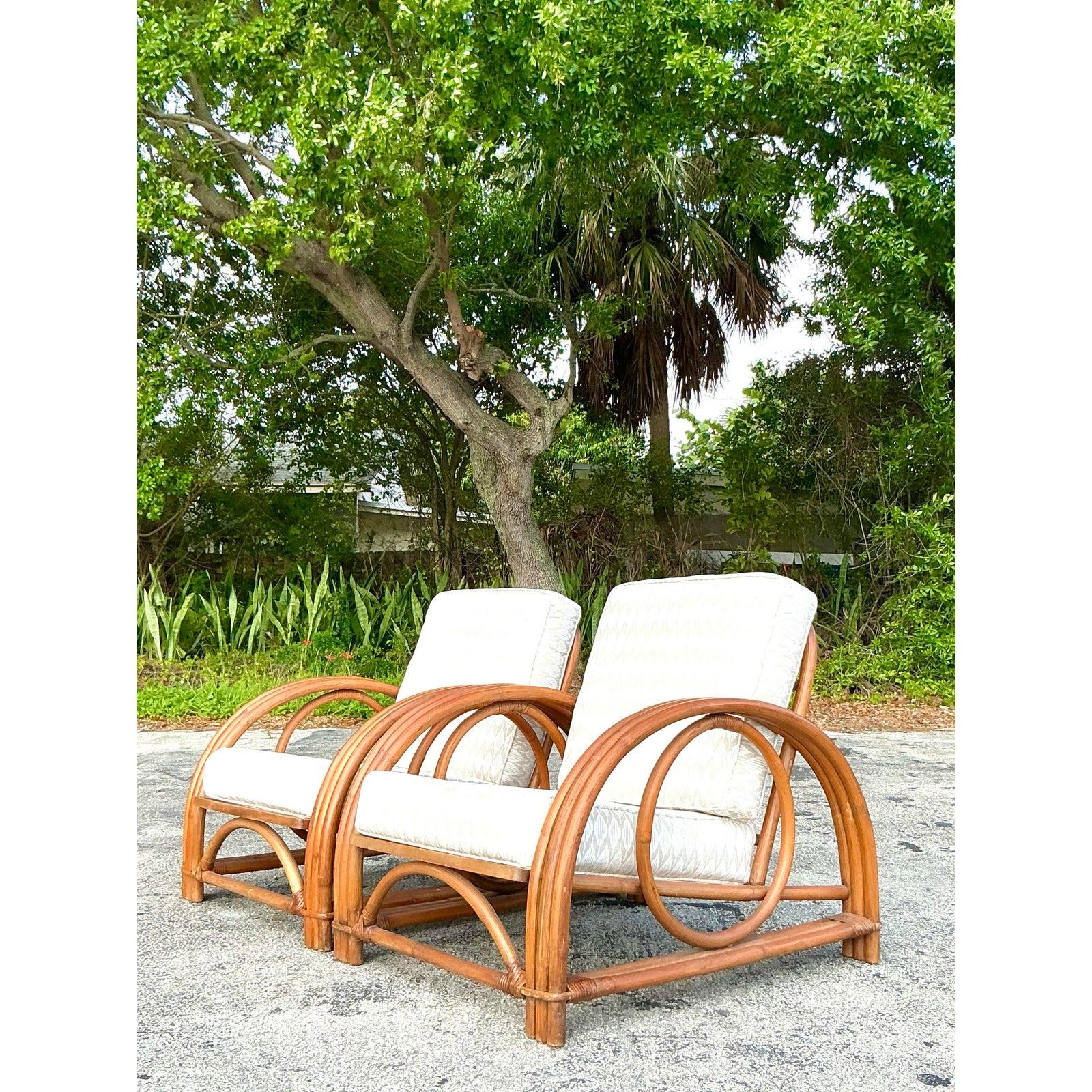 Vintage Coastal Ficks Reed Rattan Lounge Chairs - A Pair For Sale 4